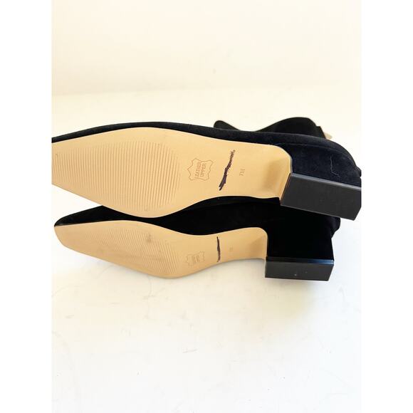 NWOB Ann Taylor Tapered Heel Suede Bootie Black 7M - Picture 4 of 7
